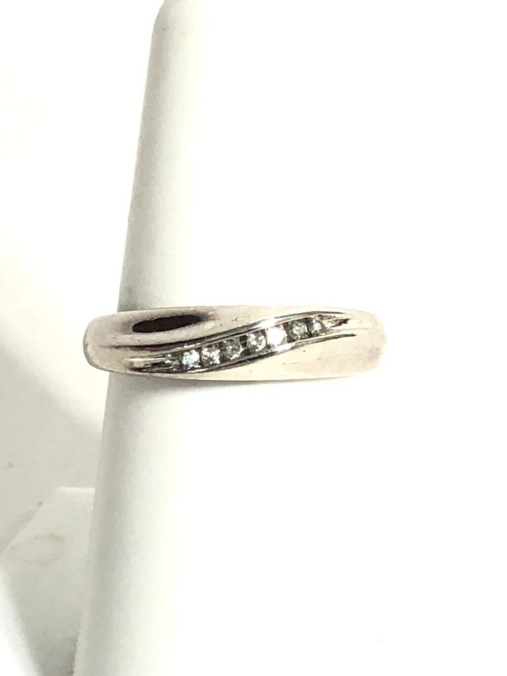 JWBR Wave Design Channel Set Diamond Band Ring .10 tcw 925 Sterling Silver Sz 7